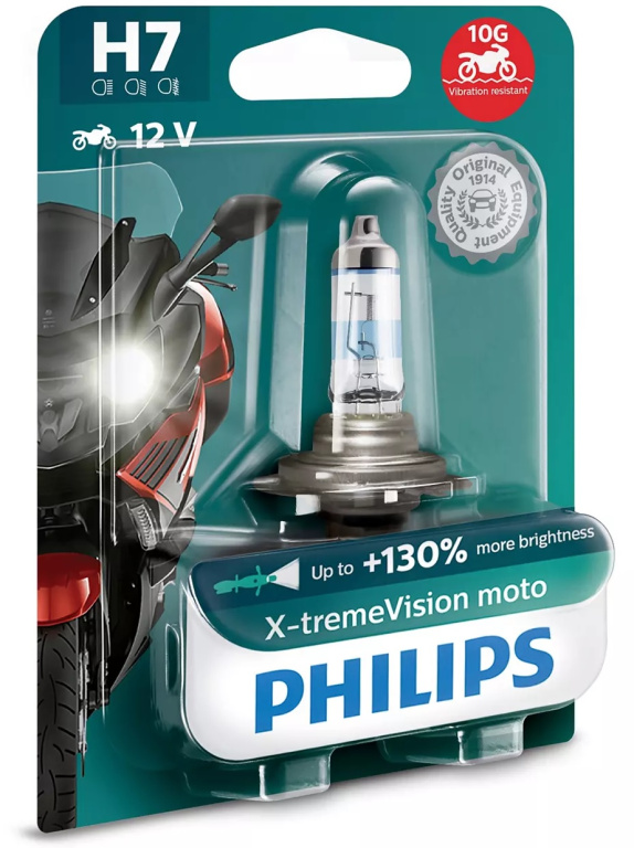 Bec Moto Philips H7 12V 55W PX26D X-treme Vision Moto 130% 3500K 12972XV+BW