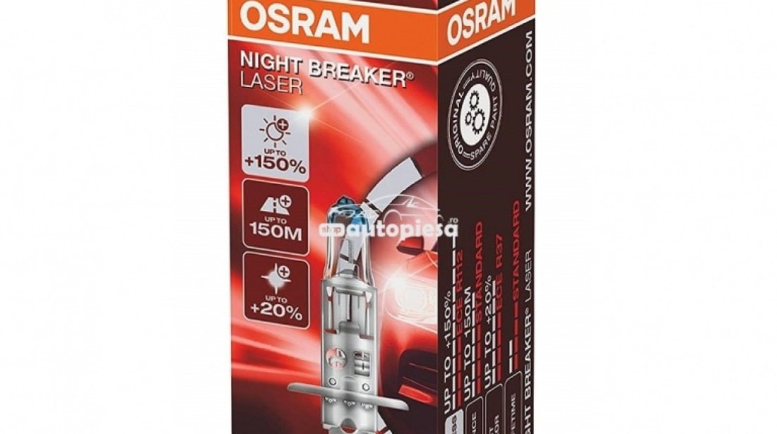 Bec Osram H1 Night Breaker Laser Next Gen (+150% lumina) 12V 55W 64150NL piesa NOUA