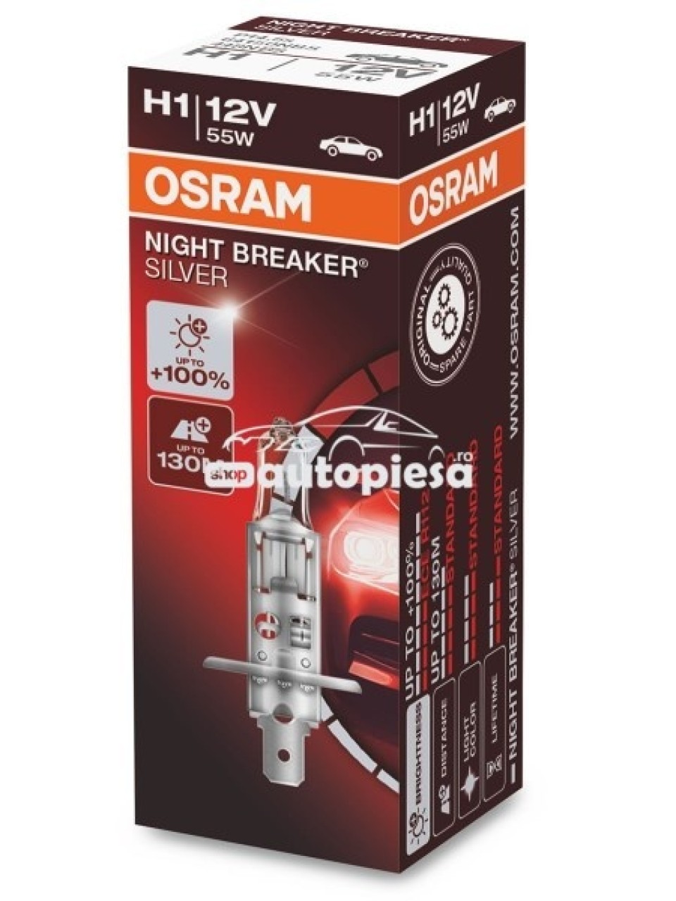 Bec Osram H1 Night Breaker Silver (+100% lumina) 12V 55W 64150NBS piesa NOUA