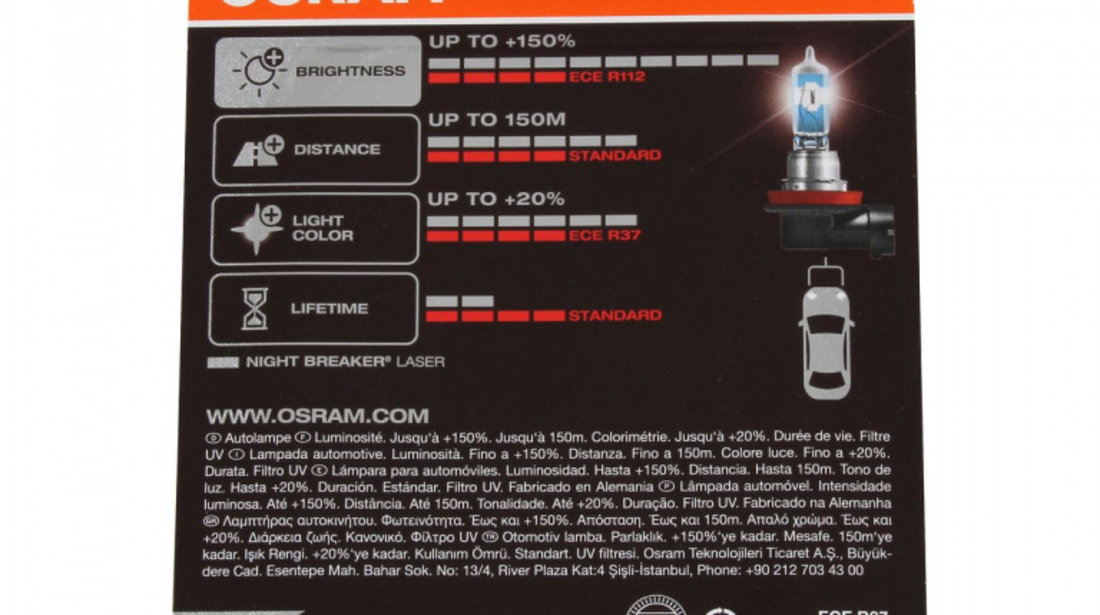 Bec Osram H11 12V 55W PGJ19-2 Night Breaker Laser Next Generation +150% 64211NL-01B