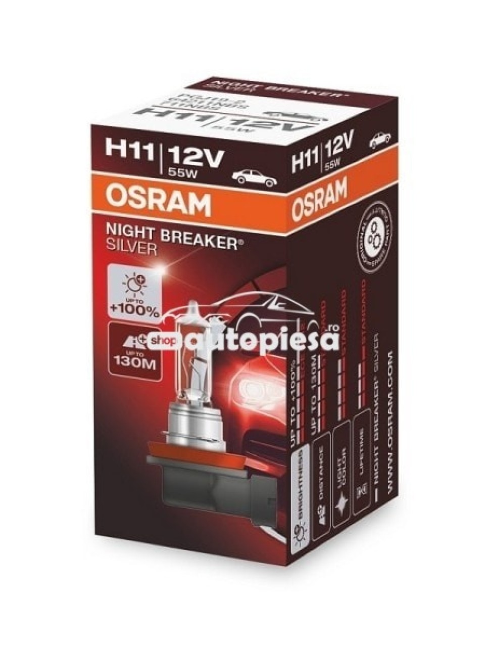 Bec Osram H11 Night Breaker Silver (+100% lumina) 12V 55W 64211NBS piesa NOUA