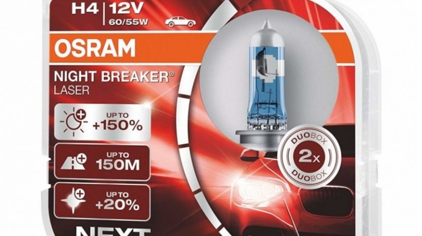 Bec Osram H4 12V 60/55W Night Breaker Laser 64193NL-HCB Set 2 Buc