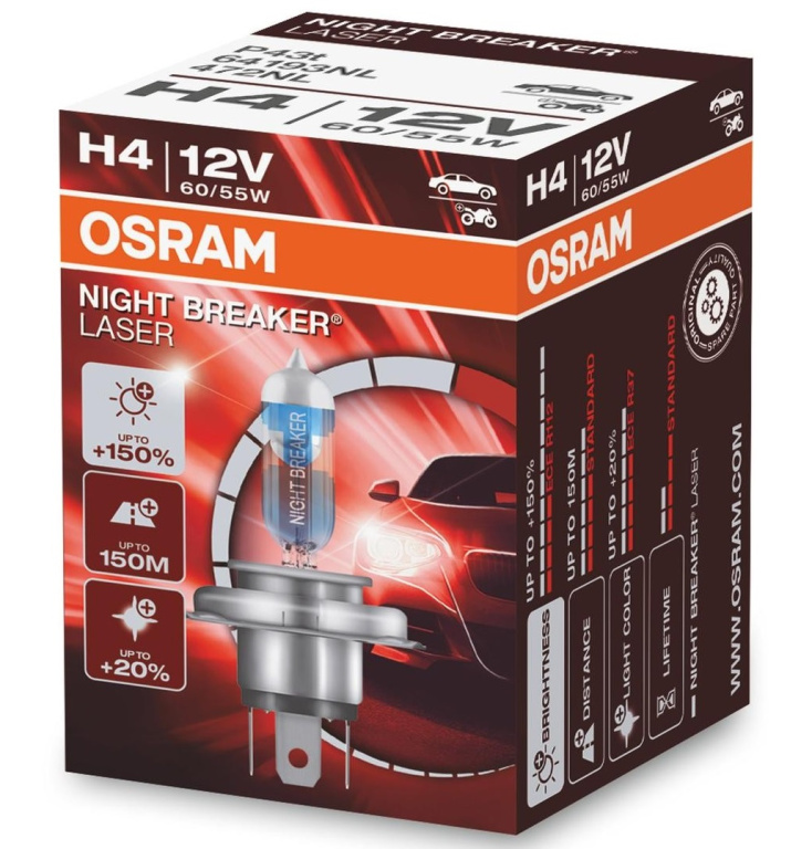 Bec Osram H4 12V 60/55W Night Breaker Laser Nextgen +150% 64193NL