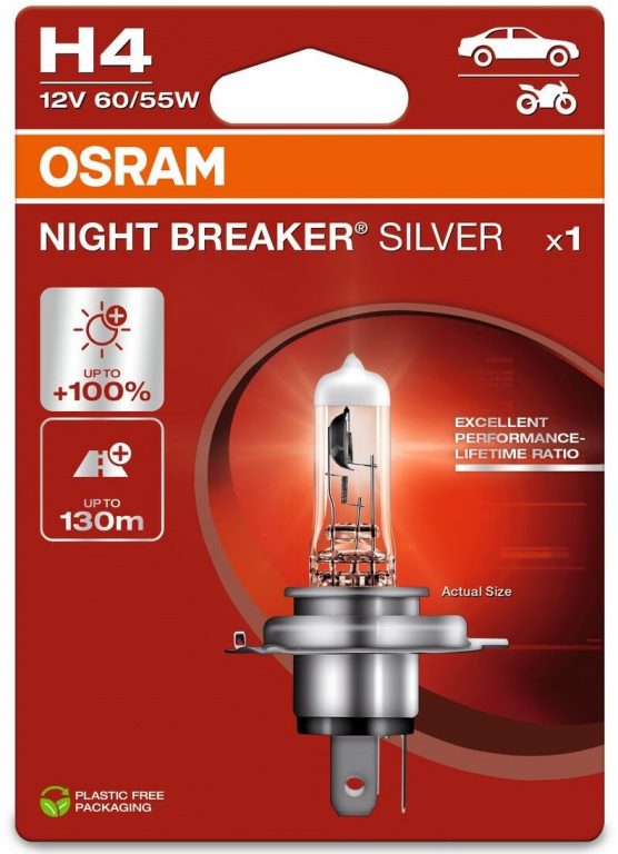 Bec Osram H4 12V 60/55W Night Breaker Silver +100% Blister 1 Buc 64193NBS-1BL