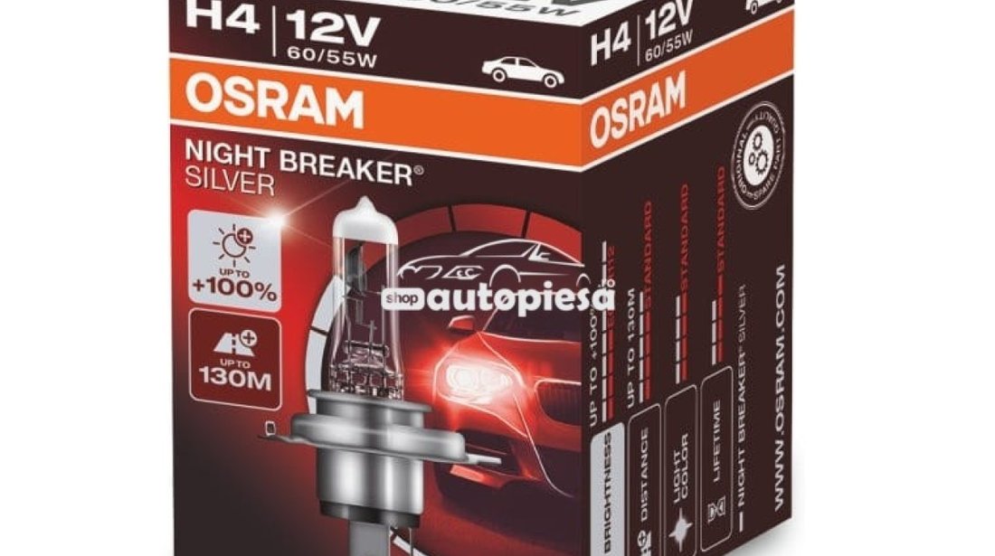 Bec Osram H4 Night Breaker Silver (+100% lumina) 12V 60/55W 64193NBS piesa NOUA