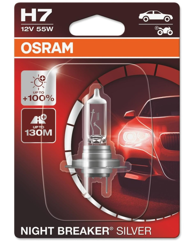Bec Osram H7 12V 55W Night Breaker Silver +100% Blister 1 Buc 64210NBS-01B