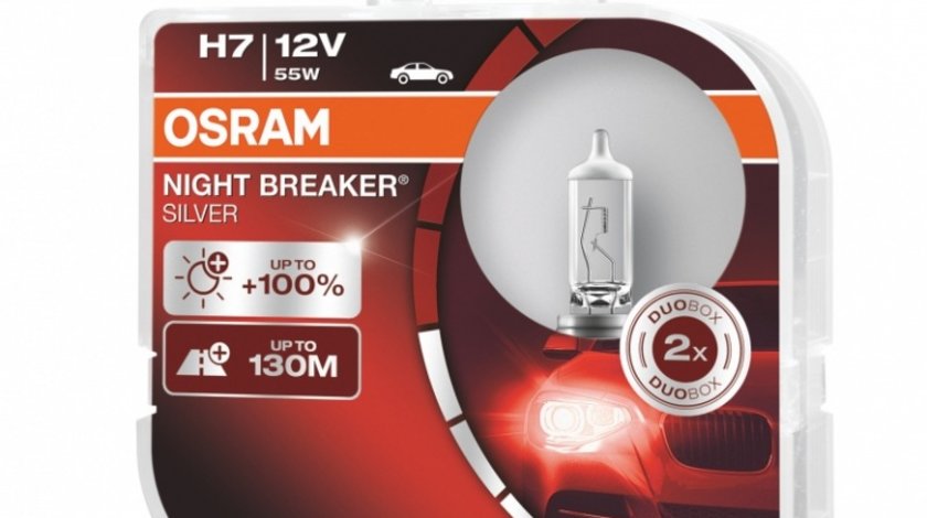 Bec Osram H7 12V 55W Night Breaker Silver 64210NBS-HCB Set 2 Buc