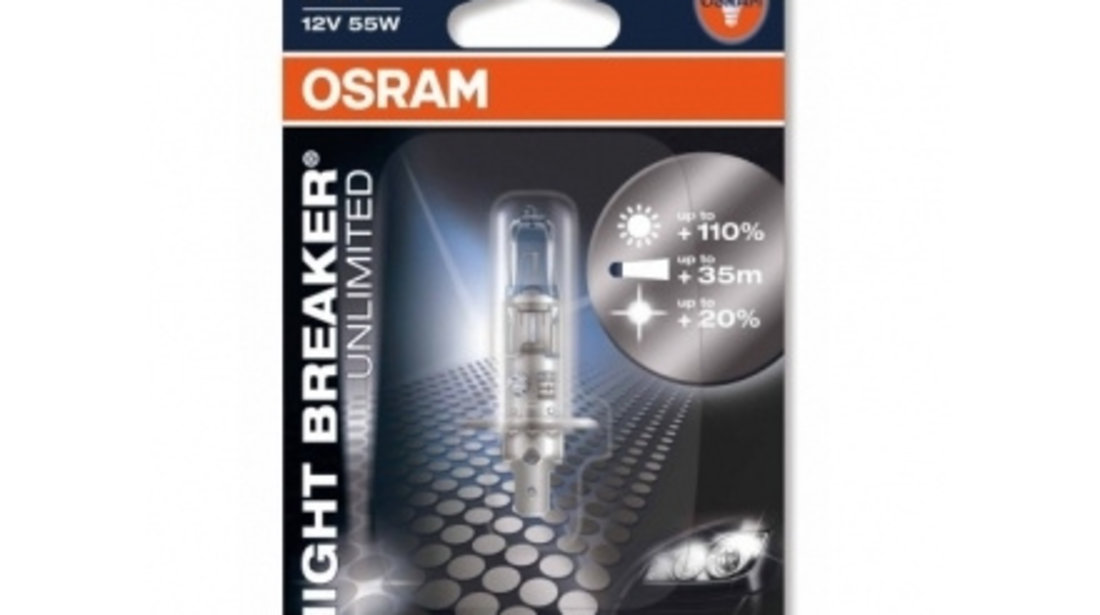 Bec Osram Night Breaker Unlimited H1 12V 55W Blister cod intern: OSR64150NBU-01B