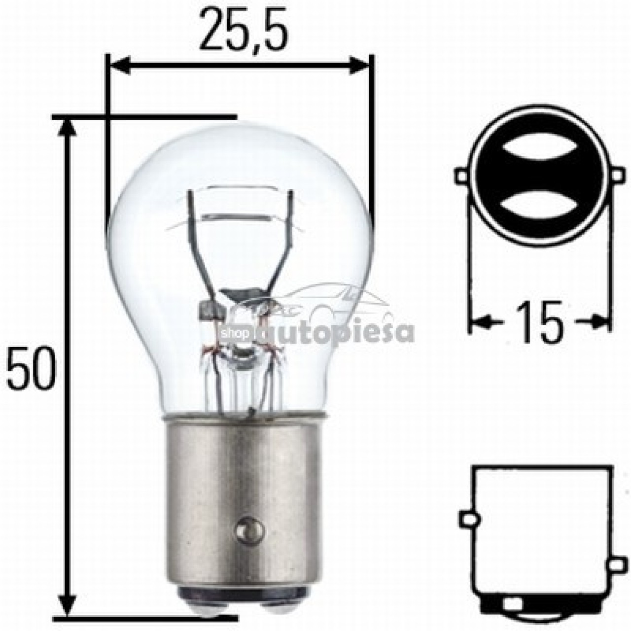Bec P21/5W 12V 21/5W BAY15d HELLA 8GD 002 078-121 piesa NOUA