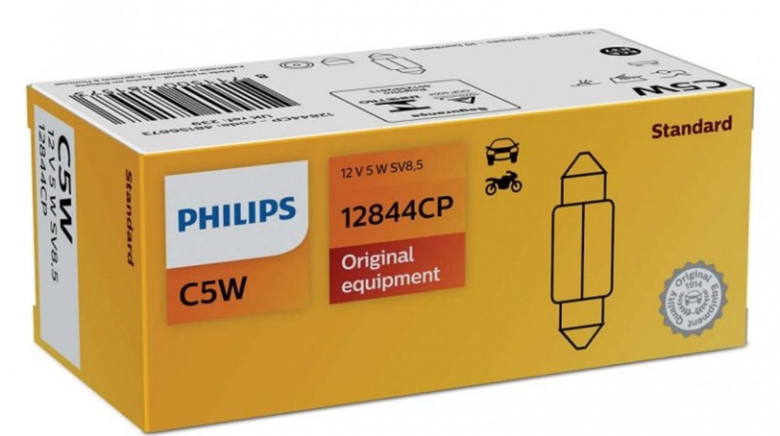 Bec Philips C5W 36MM 12W 5W 12844CP