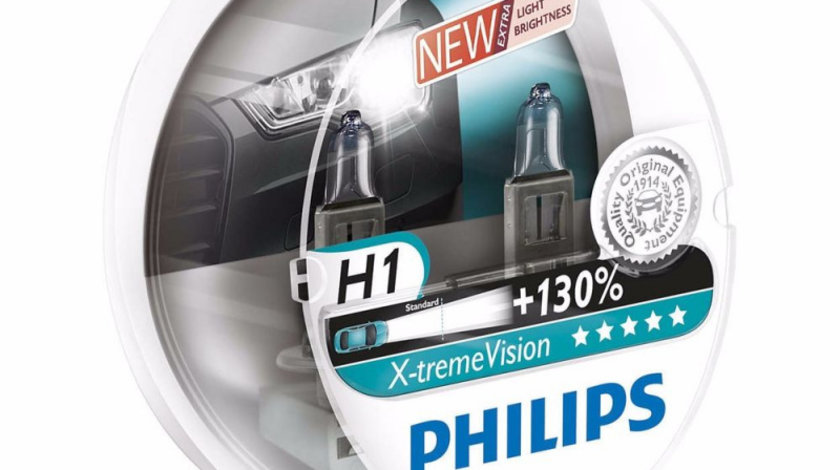 Bec Philips H1 12V 55W Xtremevision +130% Set 2 Buc 12258XV+S2