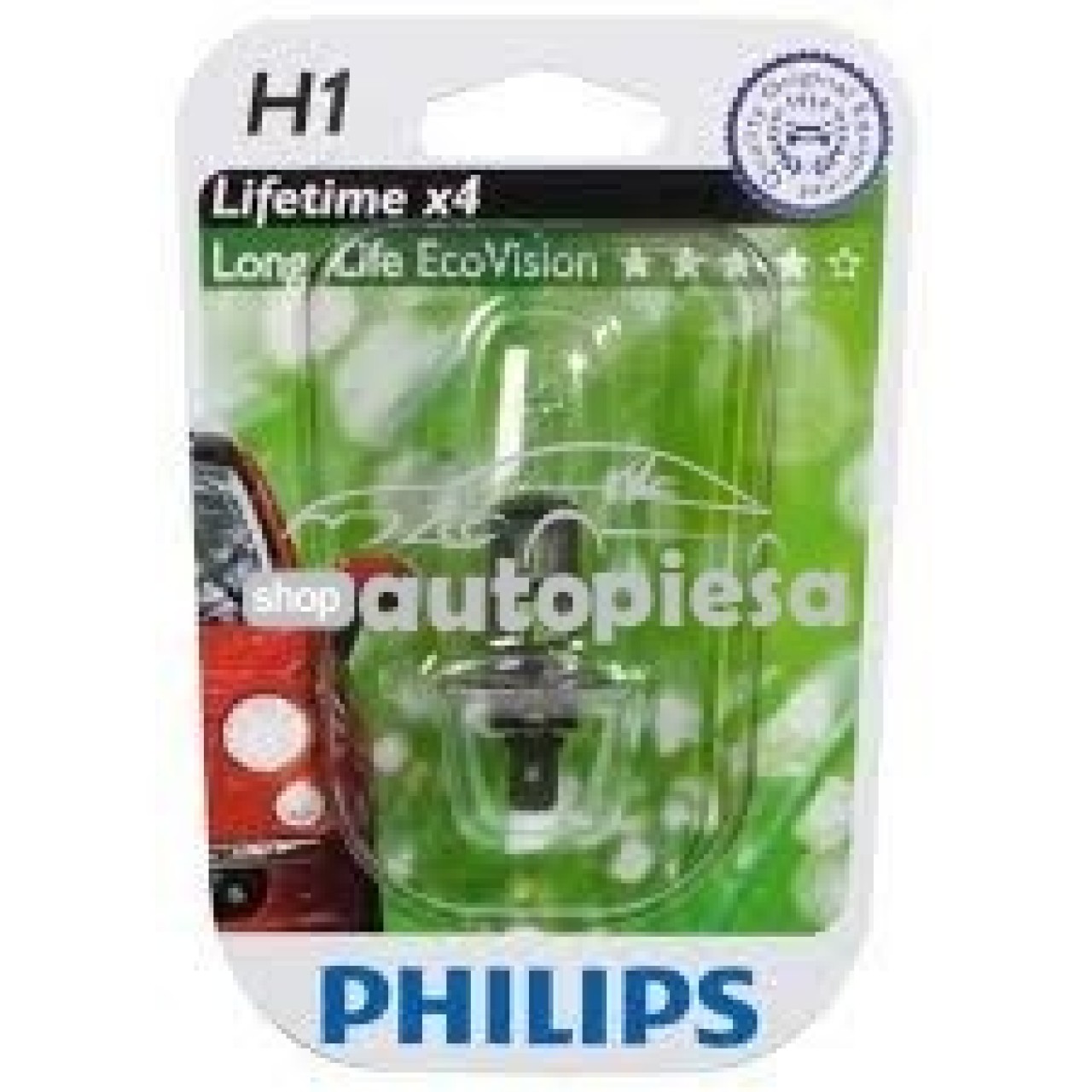 Bec Philips H1 LongLife EcoVision 12V 55W 12258LLECOB1 piesa NOUA