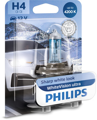 Bec Philips H4 12V 60/55W White Vision Ultra Blister 12342WVUB1
