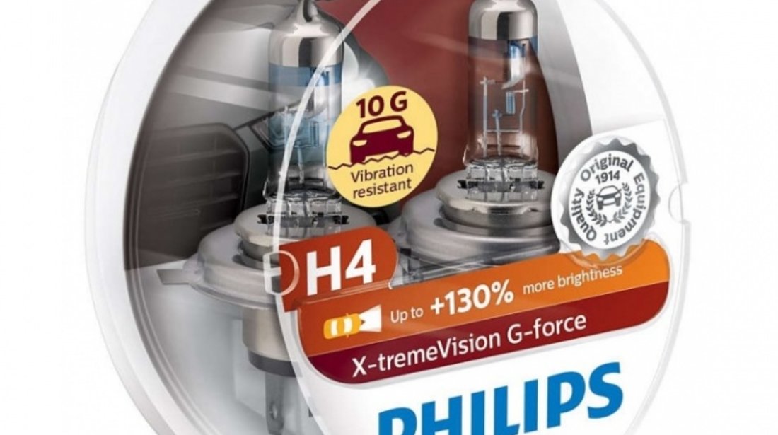 Bec Philips H4 P43T 12V 60/55W G-Force +130% Set 2 Buc 12342XVGS2