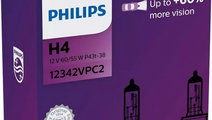 Bec Philips H4 P43T 12V 60/55W Visioplus Set 2 Buc...