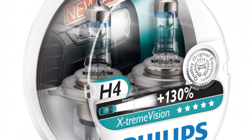 Bec Philips H4 P43T 12V 60/55W Xtremevision +130% Set 2 Buc 12342XV+S2