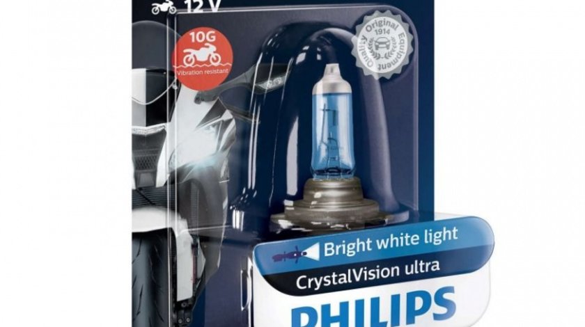 Bec Philips H7 12V 55W Crystal Vision Ultra Moto 12972CVUBW