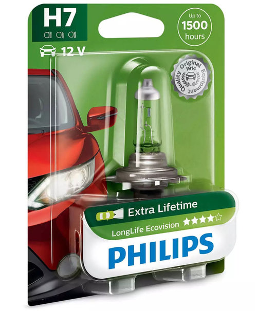 Bec Philips H7 12V 55W Longer Life Ecovision Blister 1 Buc 12972LLECOB1
