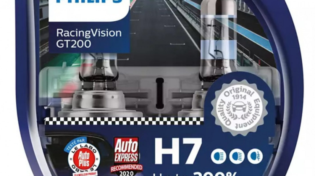 Bec Philips H7 12V 55W Racing Vision GT200 Set 2 Buc 12972RGTS2