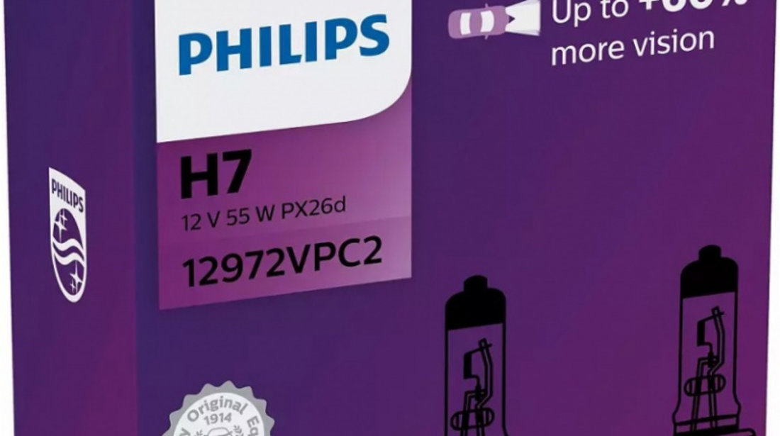 Bec Philips H7 12V 55W Visioplus Set 2 Buc 12972VPC2