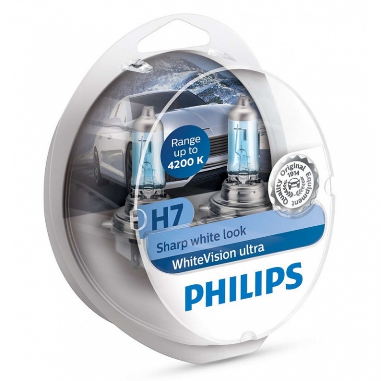 Bec Philips H7 12V 55W Whitevision Ultra 4200K 12972WVUSM