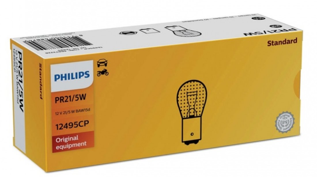 Bec Philips PR21/5W Rosu 12V 12495CP