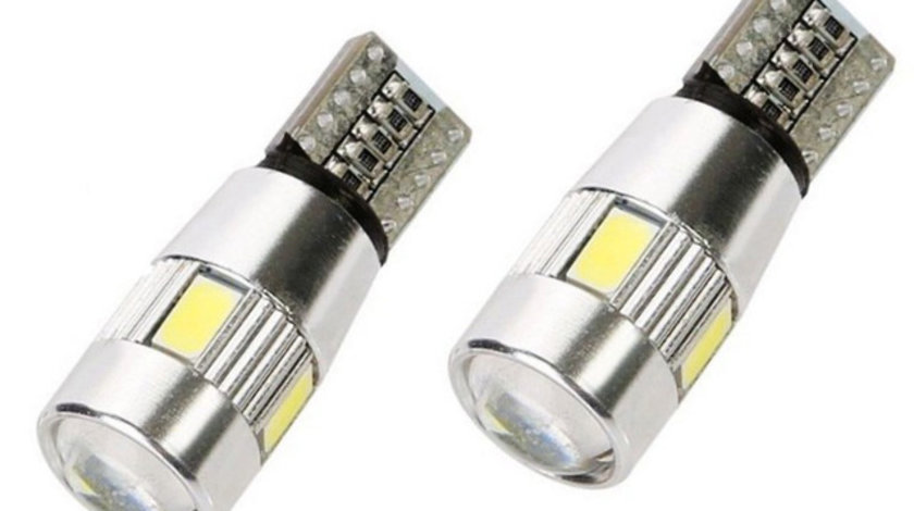 Bec Pozitie T10 CanBus 6SMD + Lupa In Varf 5630 12V Lumina Alba 70326W-12V TCT-4987