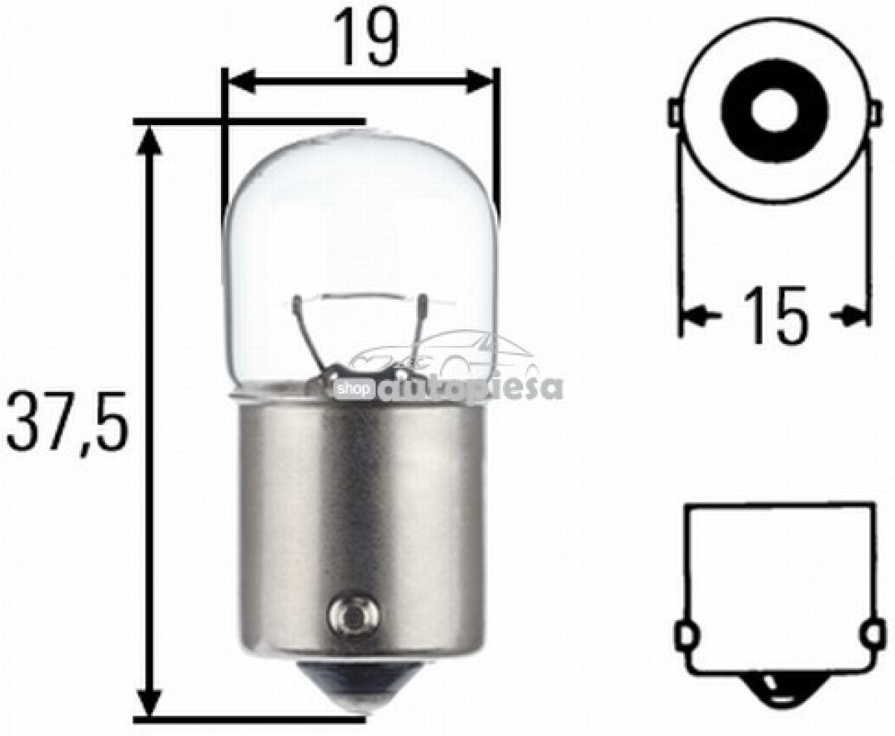 Bec R10W 12V 10W BA15s HELLA 8GA 002 071-131 piesa NOUA