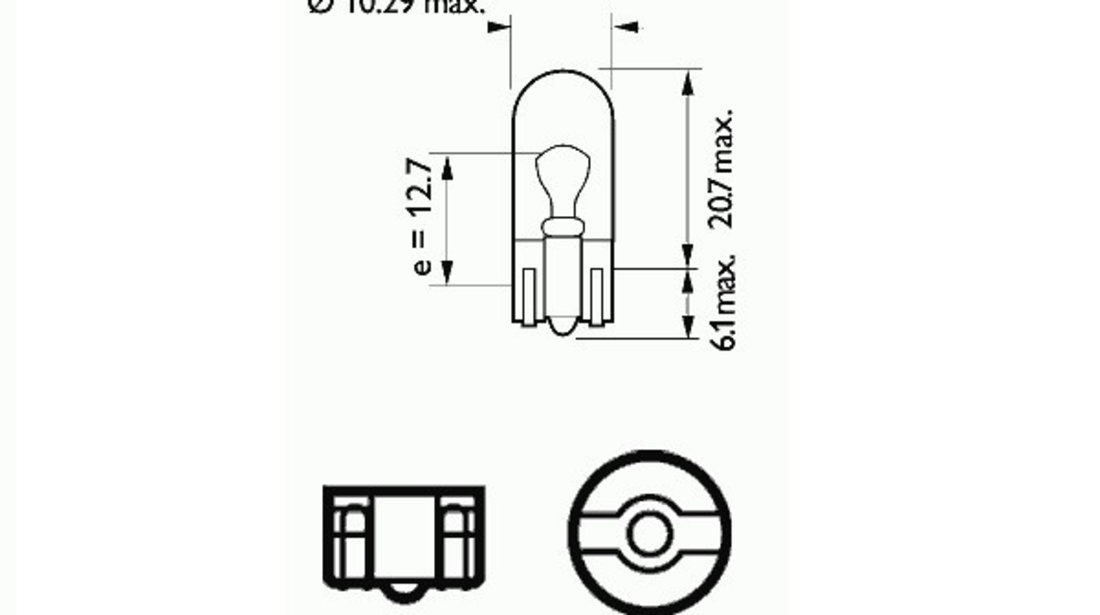 BEC SOCLU STICLA 12V W5W SET 20 BUC SCT