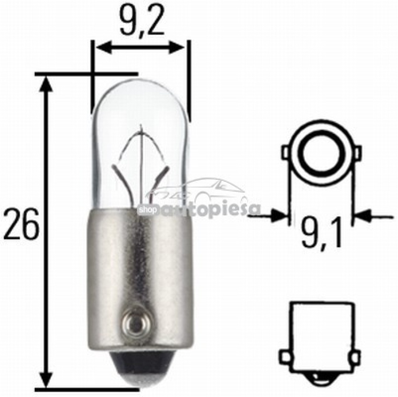 Bec T4W 12V 4W BA9s HELLA 8GP 002 067-121 piesa NOUA