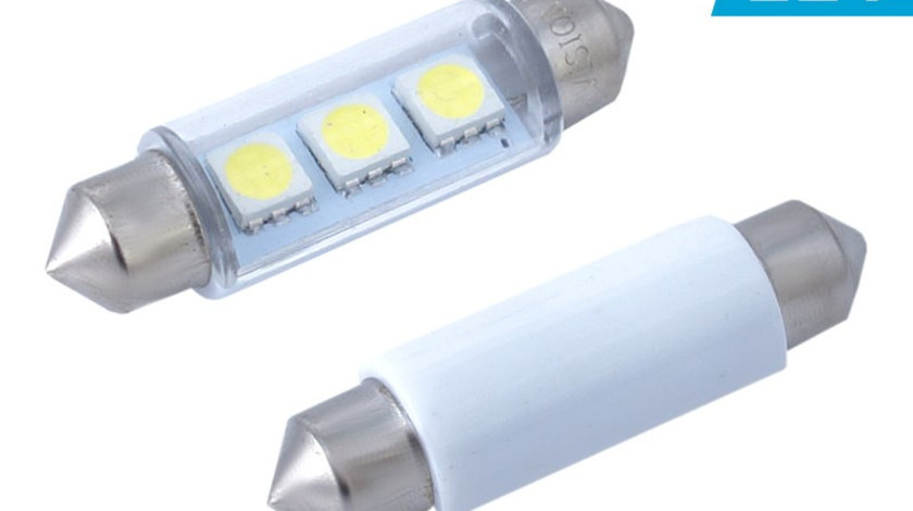 Bec Vision Festoon Sv8.5 41mm 12v 3x 5050 Smd Led, Alb, 2 Buc 58366