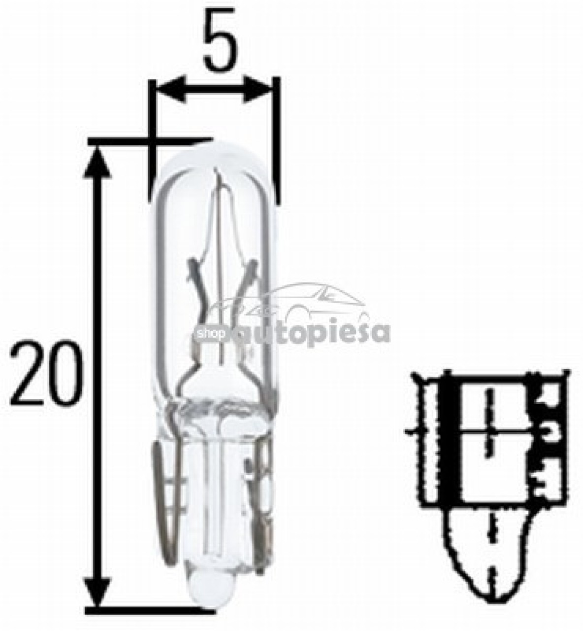 Bec W1,2W 12V 1,2W W2x4,6d HELLA 8GP 002 095-121 piesa NOUA