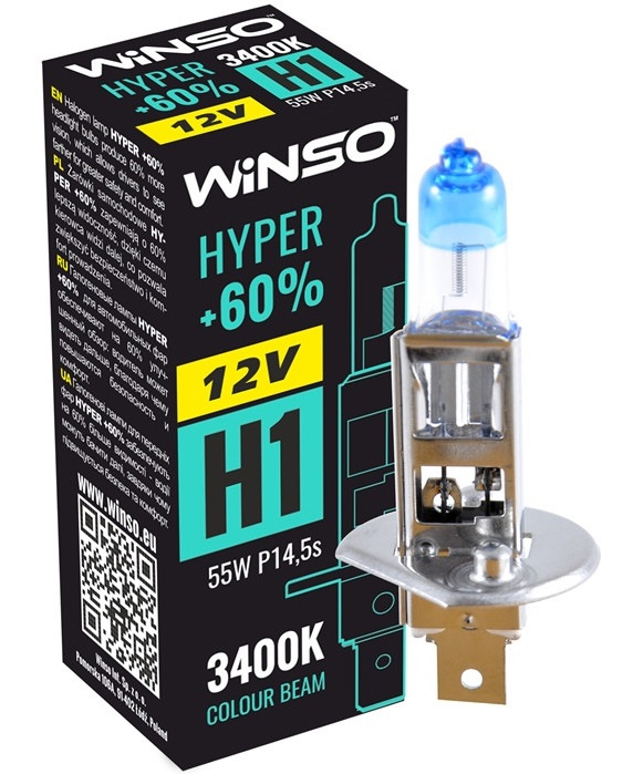 Bec Winso H1 12V 55W 3400K P14.5s Hyper +60% 712120