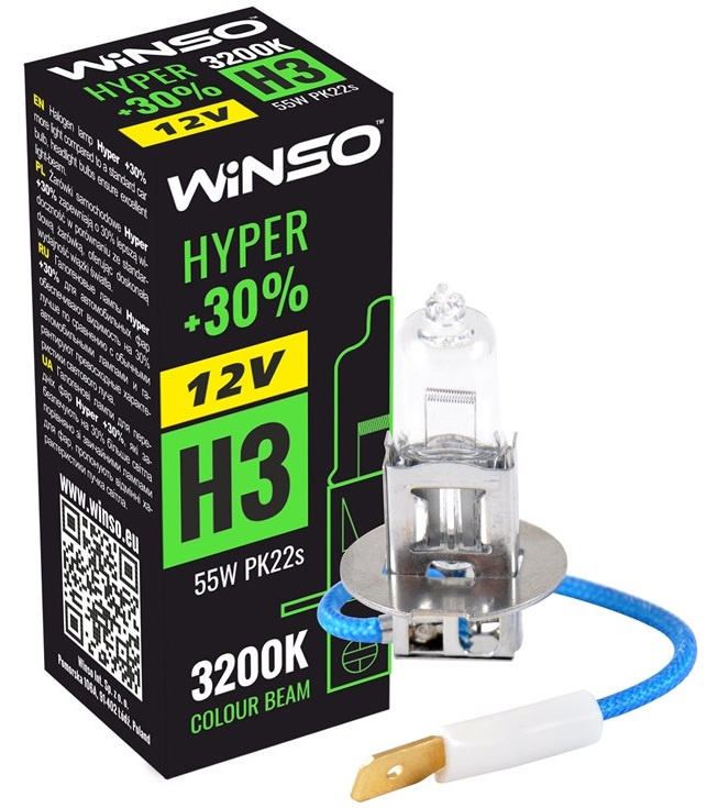 Bec Winso H3 12V 55W PK22s Hyper +30% 3200K 712300