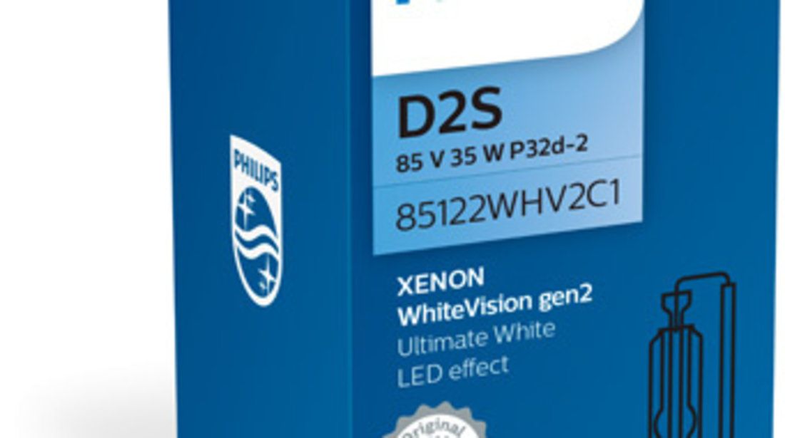 BEC XENON 85V D2S 35W WHITE VISION PHILIPS 85122WHV2C1 PHILIPS