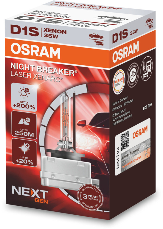 Bec Xenon Osram D1S 85V 35W 4500K PK32d-2 Night Breaker Laser +200% 1 Buc 66140XNL