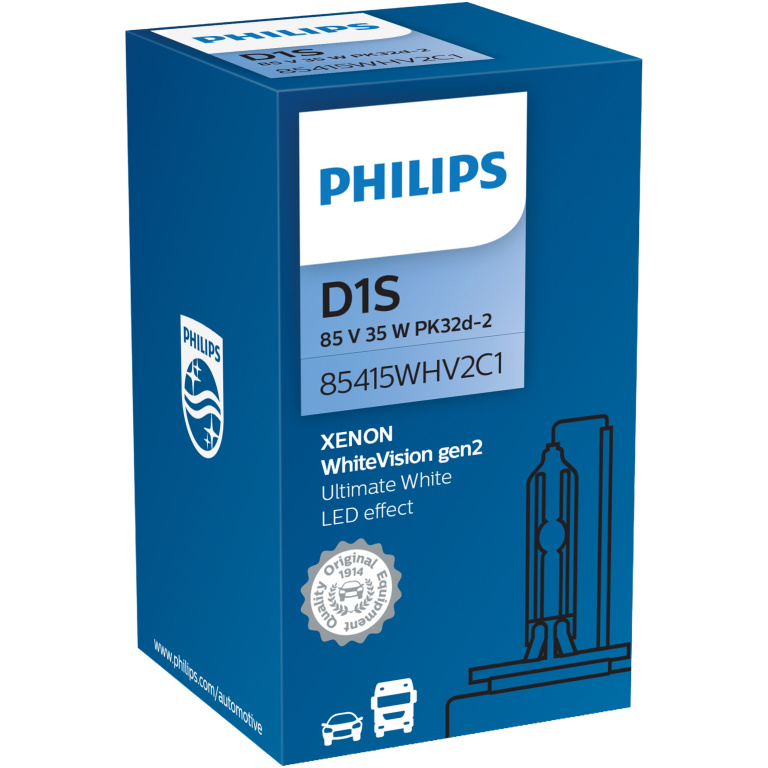 Bec Xenon Philips D1S 85V 35W 5000K Pk32d-2 White Vision Gen2 85415WHV2C1