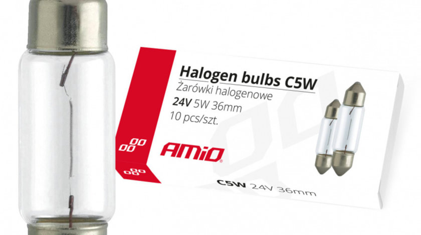 Becuri Cu Halogen C5w Festoon 36mm 24v 10buc Amio 01000