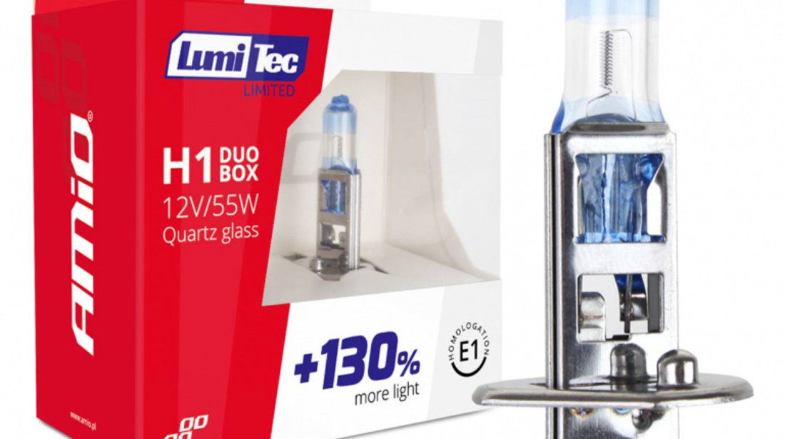 Becuri Cu Halogen H1 12v 55w Lumitec Limited +130% Duo Amio 01404