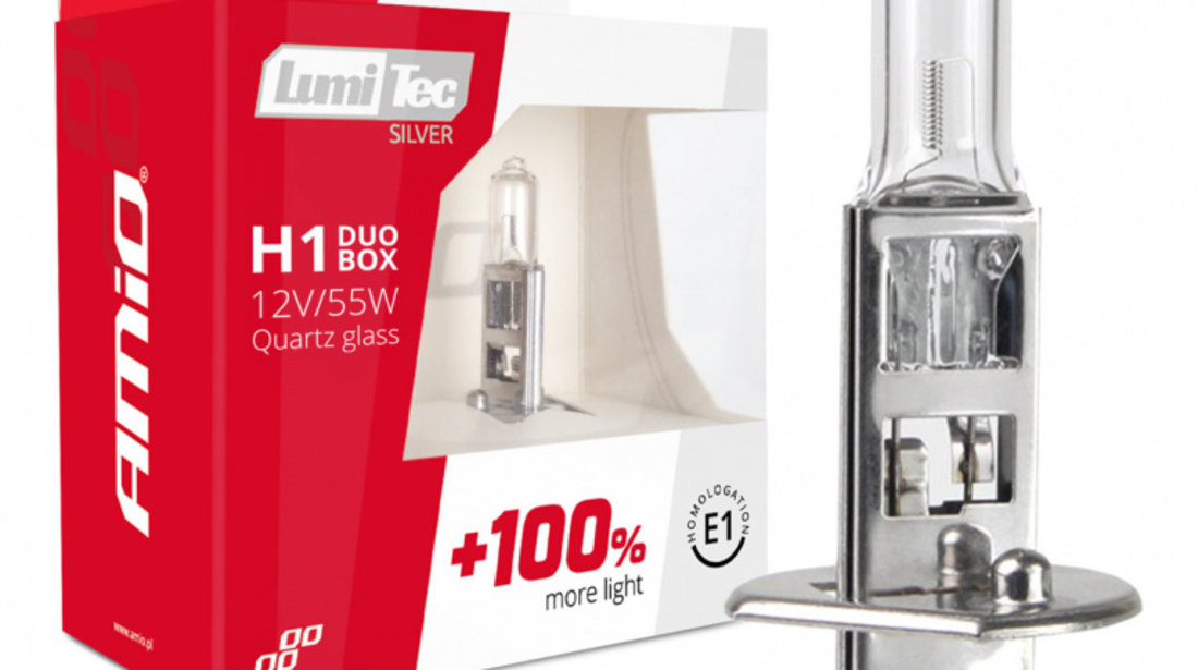 Becuri Cu Halogen H1 12v 55w Lumitec Silver +100% Duo Amio 01401