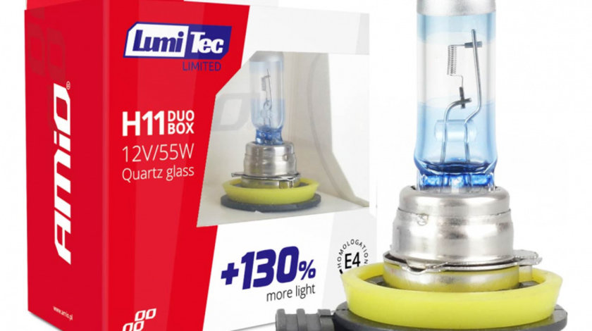 Becuri Cu Halogen H11 12v 55w Lumitec Limited +130% Duo Amio 02105