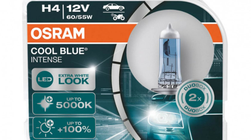 Becuri Cu Halogen Osram H4 12v 60/55w P43t Cool Blue Next Gen 5000k 2 Buc Amio O-64193CBN-HCB