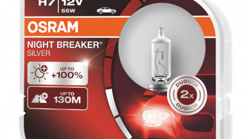 Becuri Cu Halogen Osram H7 12v Night Breaker Silver +100% /2 Buc Amio O-64210NBS-HCB