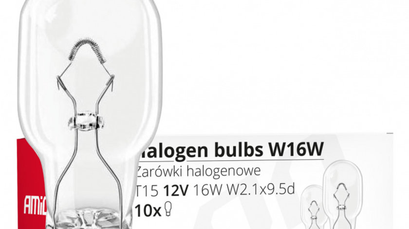 Becuri Cu Halogen W16w T15 16w W2.1x9.5d 12v 10buc Amio 02549