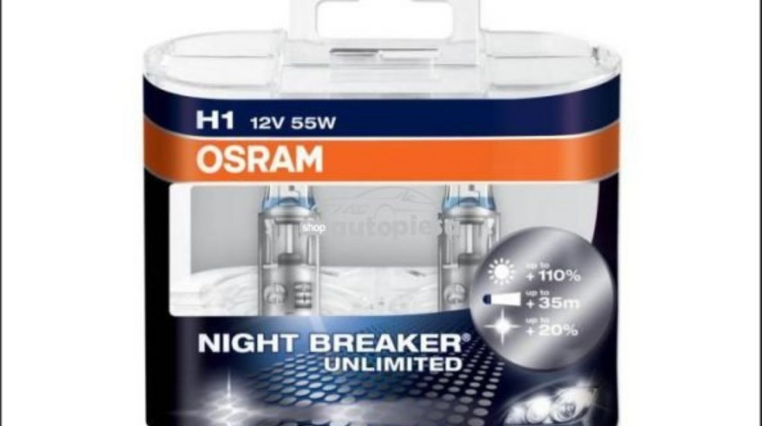 Becuri Osram Night Breaker Unlimited H1 H4 H7 H11 HB3 HB4 D1S D2S