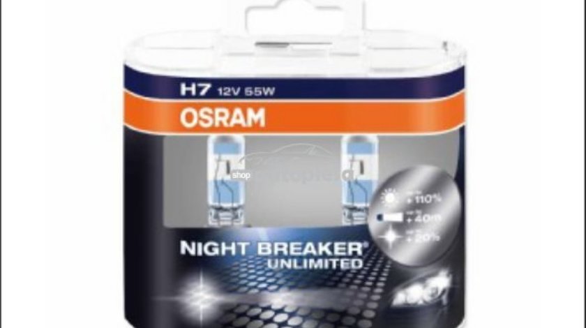 Becuri Osram Night Breaker Unlimited H1 H4 H7 H11 HB3 HB4 D1S D2S