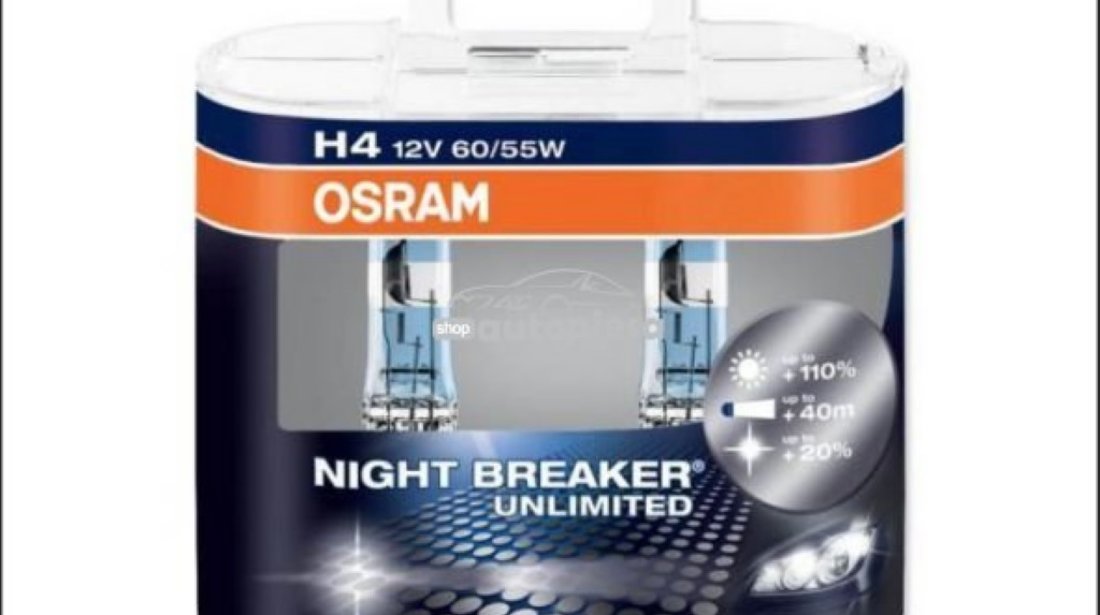 Becuri Osram Night Breaker Unlimited H1 H4 H7 H11 HB3 HB4 D1S D2S