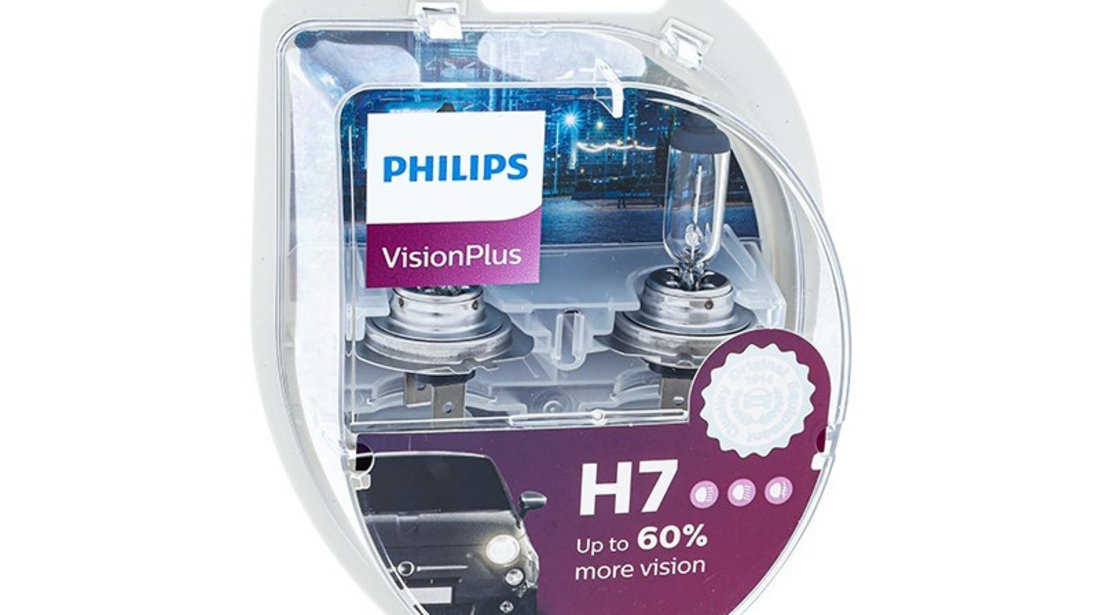 Becuri Philips H7 12v 55w Px26d Visionplus +60% PH-39938