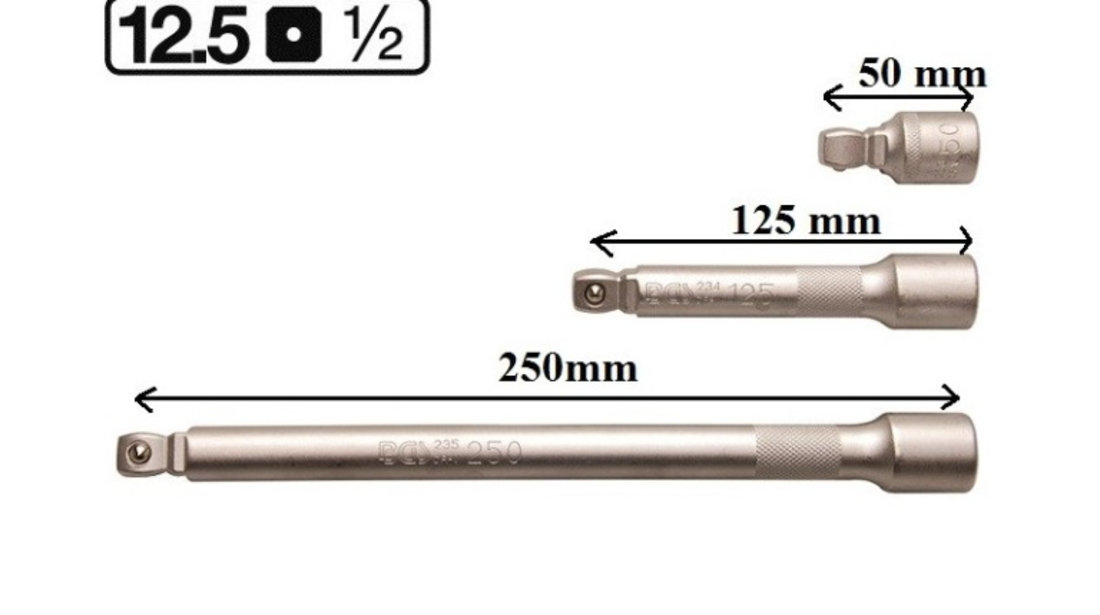 BGS-2240 Set de prelungitoare 1/2 , 50 - 125 - 250mm