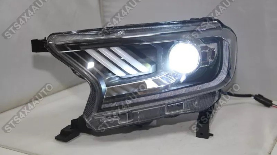 BI-LED DAYLINE FARURI CU LED DYNAMIC SEMNALIZARE FORD RANGER T7/T8 2015-2022 CU LUPA BK [MUSTANG DESIGN][V2]